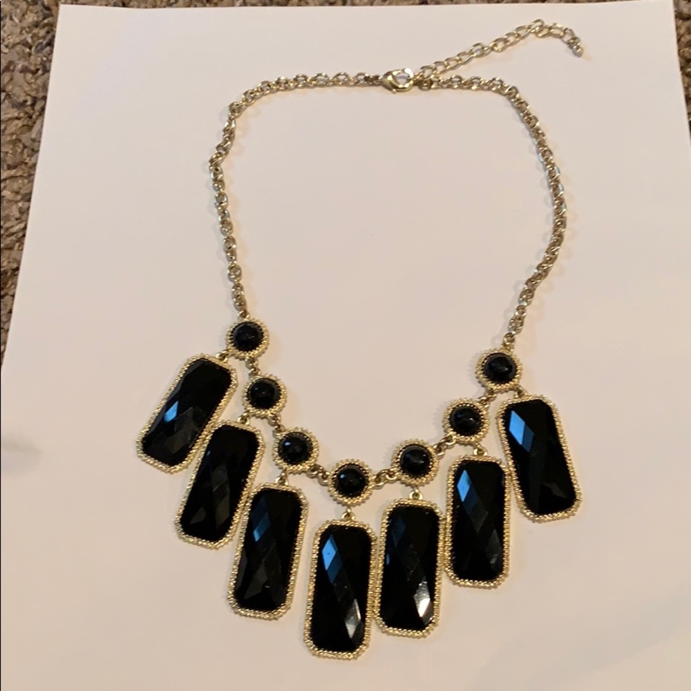 Black stone statement necklace